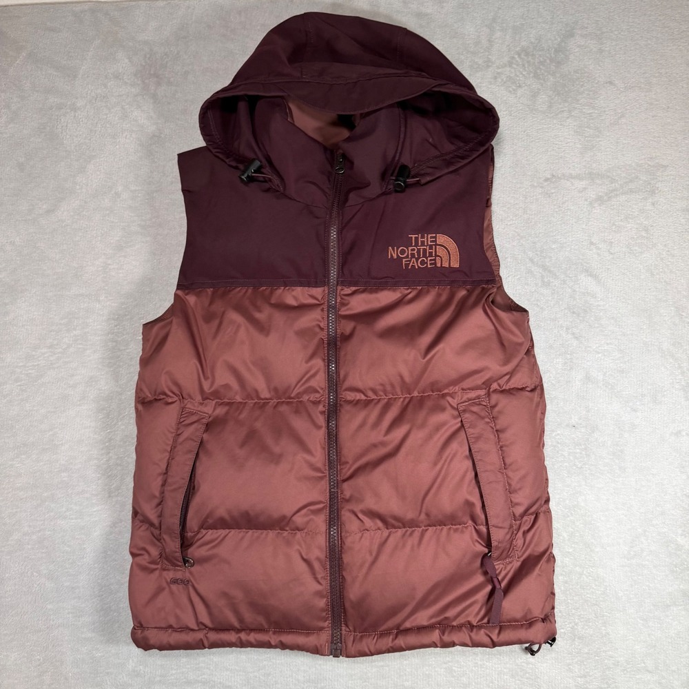 The‎ North Face Womens 600 Down Puffer Vest Burgundy Rosewood Hooded XS